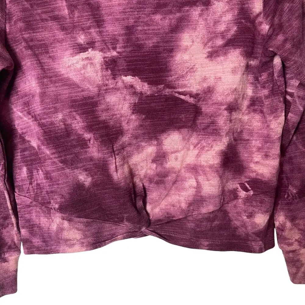 Old Navy Twist Tie Dye Long Sleeve Hoodie Raisin Pink Multi Size Large Girl